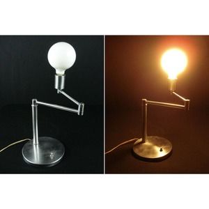 Swing Arm Stainless Table Desk Lamp Similar Walter Von Nessen Vintage